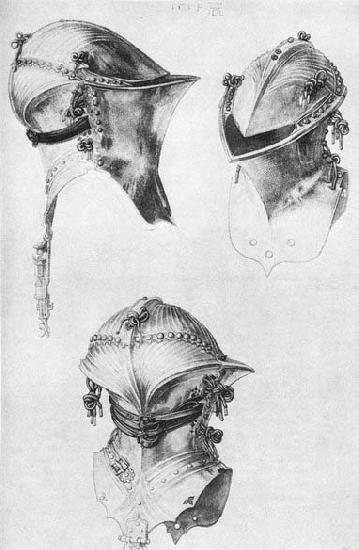 Albrecht Durer Side, Front, and Back View of a Helmet oil painting image